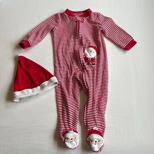 Carter's Baby Zip Up Santa Pajamas and Hat Size 9 months